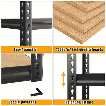 5-Tier Heavy Duty Garage Shelving Unit 2000LBS – Metal & Wood Storage Shelves, Adjustable Utility Rack for Garage, Basement, Pantry, Warehouse, Kitchen & Office, Tool-Free Assembly, Black