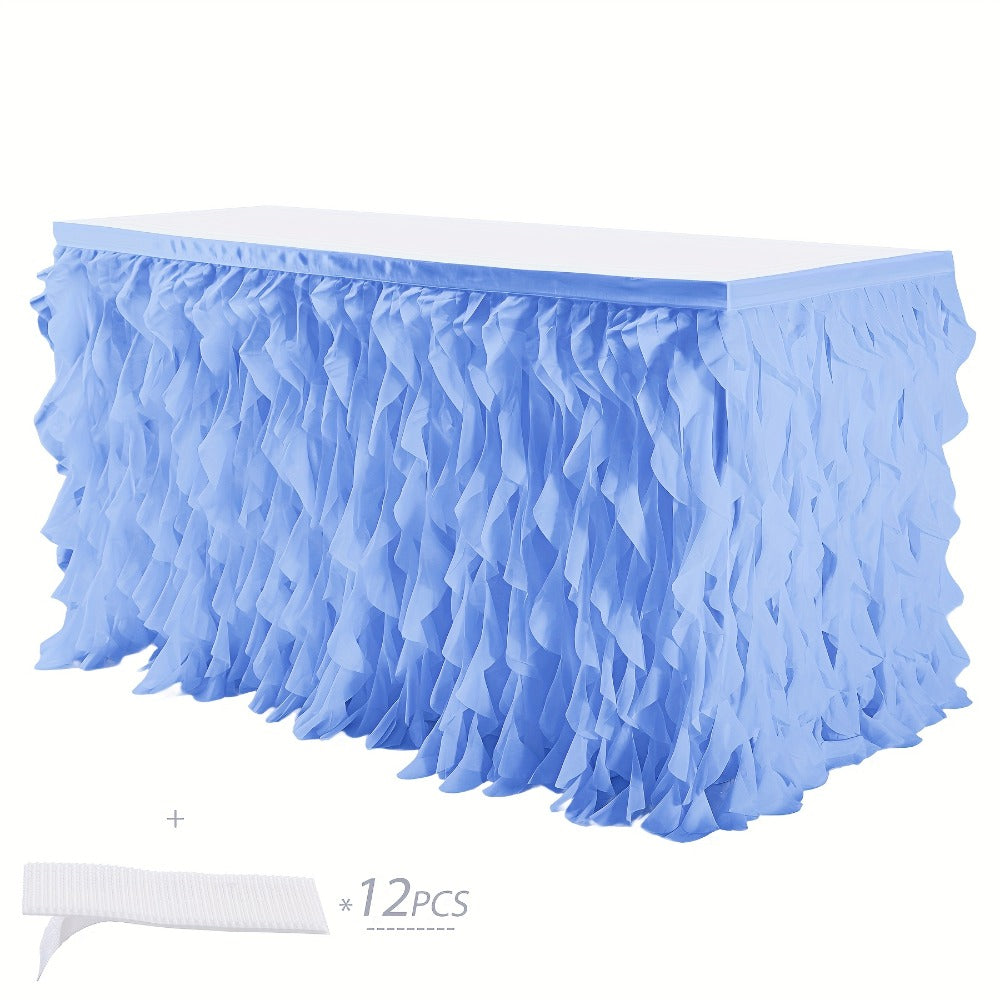 Tutu Table Skirt 6ft – Ruffle Curly Willow Tulle Table Skirt for Rectangle & Round Tables, Birthday Party, Wedding, Baby Shower, Christmas & Halloween Decoration, Multiple Colors