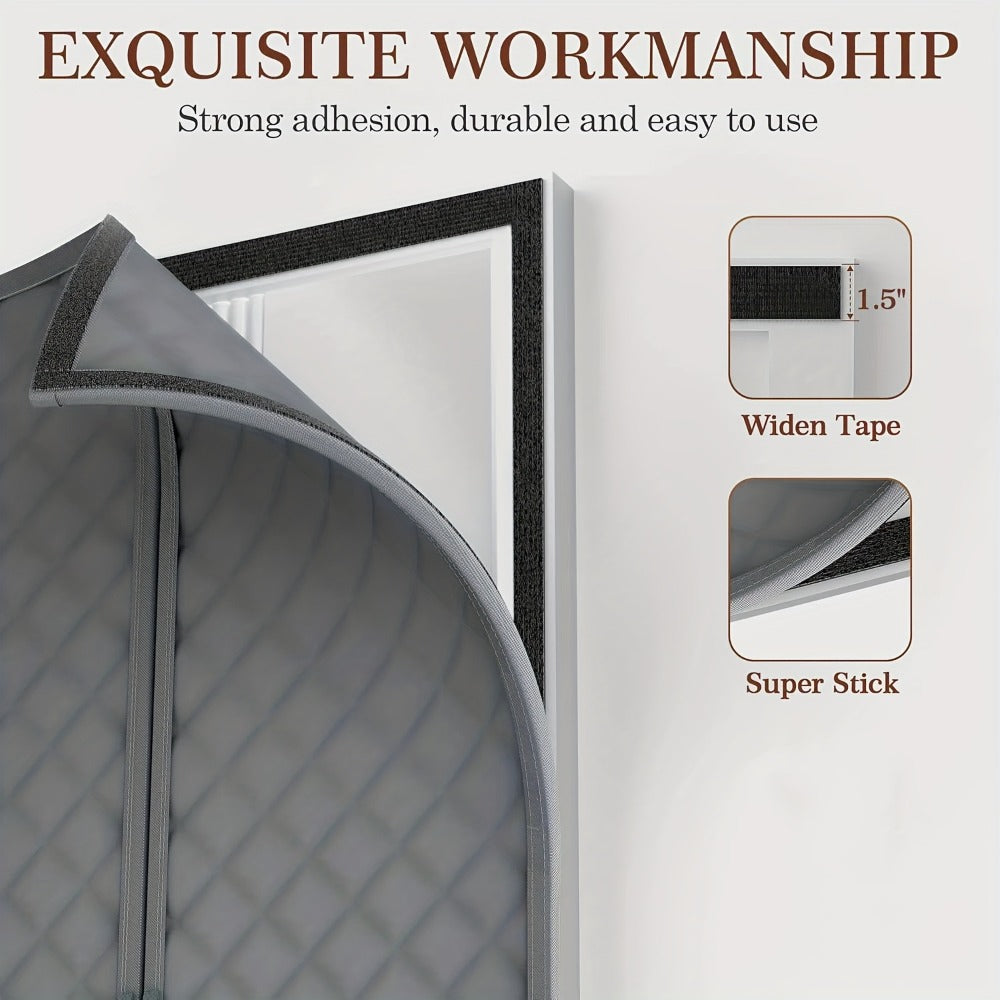 Thermal Insulated Door Curtain Magnetic Closure Knit Plaid Pattern – Windproof Insulation Blanket for Front Door, Sliding Glass, Patio & French Doors, Keep Cold Out, Grey & Brown, Multiple Sizes