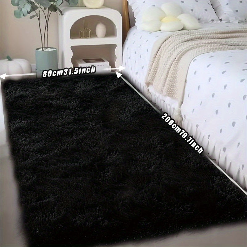 Fluffy Rug Plush Soft Indoor Carpet Non-Slip for Living Room Bedroom Hallway Runner Nursery Kids Play Area — Tie Dye & Solid Colors Multiple Sizes