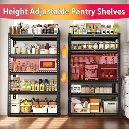 5-Tier Garage Shelving Unit 2000 lbs Capacity Heavy Duty Adjustable Storage Shelves 72"/60"H x 35.5"W x 16"D for Garage, Closet & Pantry Organization – Steel Rack Easy Assembly, Includes Gloves & Hammer