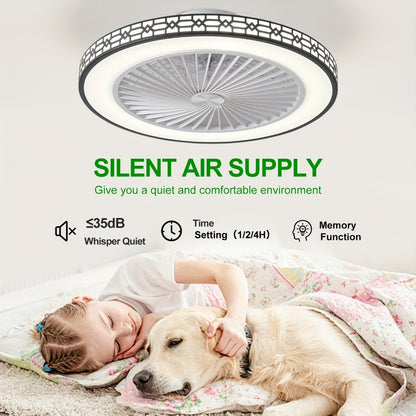 LED Ceiling Fan with Light 20 Inch Modern Flush Mount Adjustable Color Temperature 3000K to 6500K Reversible Airflow for Bedroom Office Study Indoor Spaces