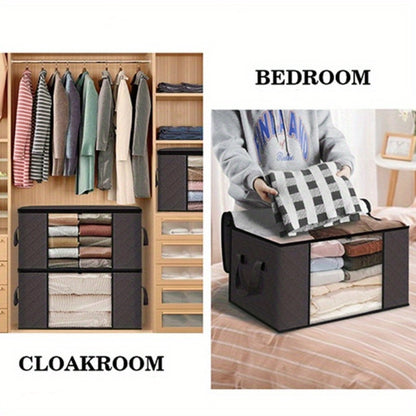 Large Capacity Storage Bags 4-Pack – 23.78 Gallon Foldable Closet Organizer Bins with Reinforced Handles for Clothing, Blankets, Comforters, Bedding & Under-Bed Storage – Black & Gray