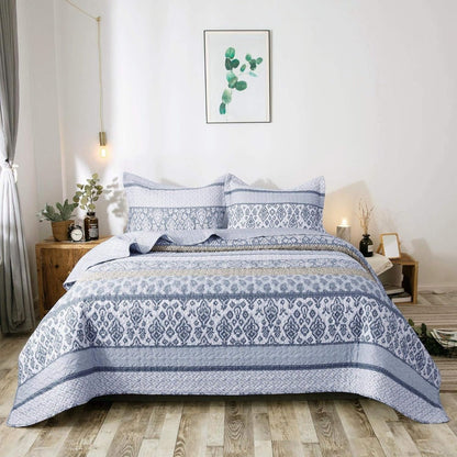 Floral Quilt Set Lightweight Bedspread Coverlet 2 or 3-Piece, All Season Hypoallergenic Breathable Paisley Patchwork Print Quilt for Bedroom Guest Room Dorm RV Cabin, Twin Queen King, Shabby Chic