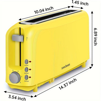 2 Slice Slim Toaster with 6 Shade Settings, Cancel Reheat Defrost Functions, Removable Crumb Tray – Compact 750W Bread Toaster for Kitchen Counter, Fits Bread Waffle Bagel