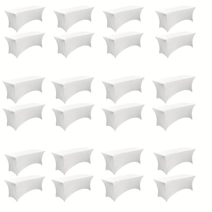 6 Foot Stretch Tablecloth 6/12/24 Pack - Rectangular Spandex Table Cover for Weddings, Trade Shows & Events