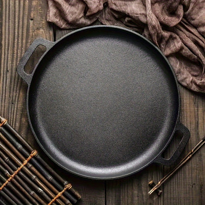 Pre-Seasoned Cast Iron Pan Set - Non-Stick Multifunctional Skillet for Pizza Home Kitchen Outdoor Cooking, Even Heating Compatible with All Stoves, 1/2/3 Piece Options