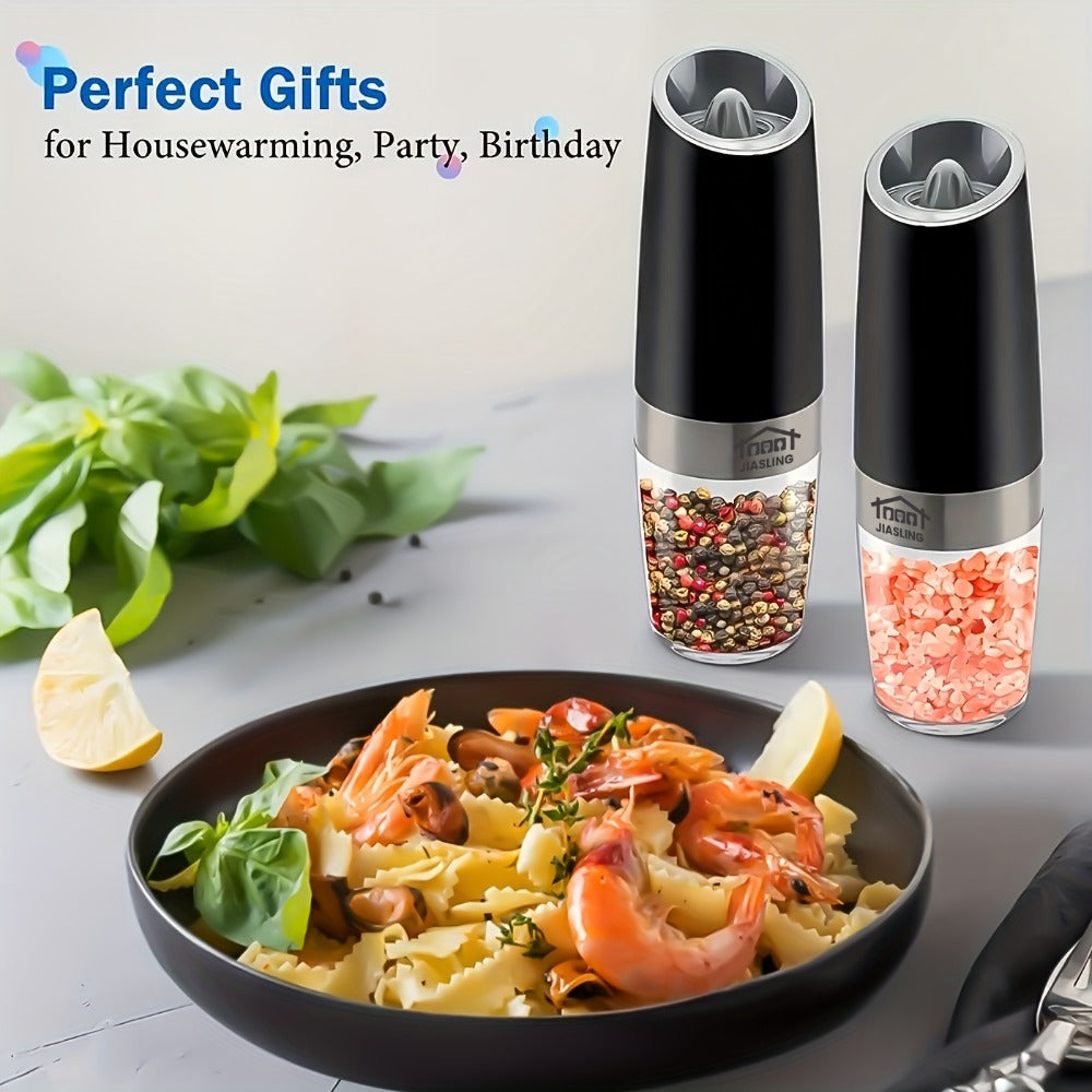 Electric Salt and Pepper Grinder Set 2PCS – Battery-Powered, LED Light, One-Handed Automatic Operation, Adjustable Coarseness