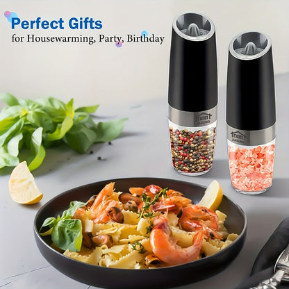 Electric Salt and Pepper Grinder Set 2PCS – Battery-Powered, LED Light, One-Handed Automatic Operation, Adjustable Coarseness