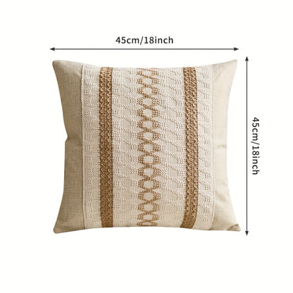 Throw Pillow Covers 2 Pack Boho Geometric Brown Beige 18x18 – Bohemian Decorative Pillow Cases with Zipper Closure – Soft Polyester Cushion Covers for Sofa Couch Bedroom Living Room Boho Home Decor