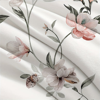 Bed Sheets Set 4pcs Deep Pocket Fitted Sheet & Pillow Cases | Soft Floral Bedding Twin Full Queen King – White Pink Green