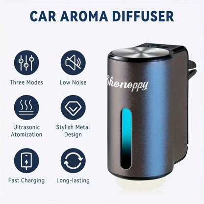 Car Air Freshener Diffuser USB Aromatherapy Humidifier with 3 6 10 Bottles Essential Oils 0.34oz Adjustable Fragrance Output Vehicle Scent Diffuser Gray Blue Red