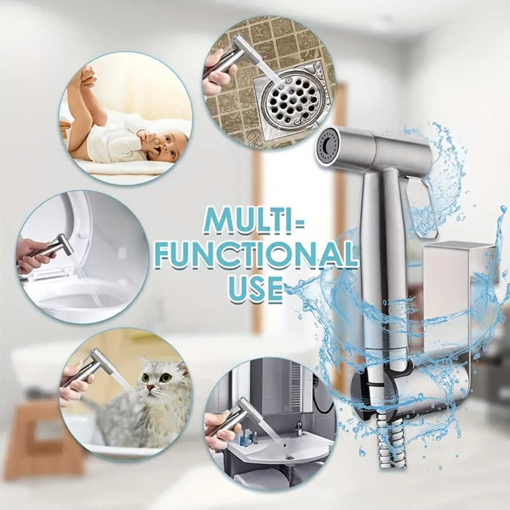 Wall-Mounted Handheld Spray Gun Set with Bracket, Teflon Tape & Flexible Hose – Bathroom Bidet Sprayer for Toilet, Sink, Garden & Pet Washing