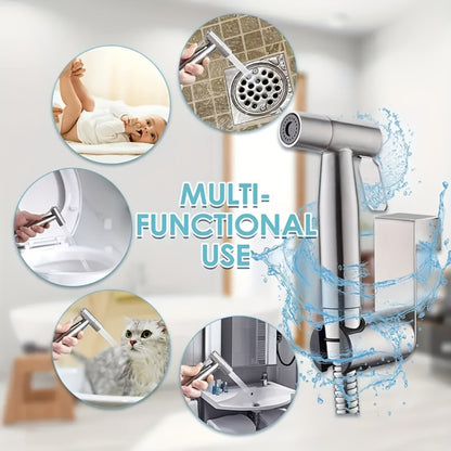 Wall-Mounted Handheld Spray Gun Set with Bracket, Teflon Tape & Flexible Hose – Bathroom Bidet Sprayer for Toilet, Sink, Garden & Pet Washing