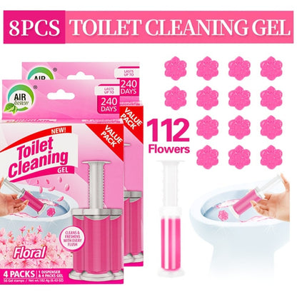 Toilet Cleaning Gel Stamp with Dispenser, Toilet Bowl Freshener & Cleaner Gel Stamps Prevent Scale & Toilet Ring, 6 Scents – Ocean, Lavender, Floral, Peach, Lemon, Pine – 4 Pcs or 8 Pcs Pack