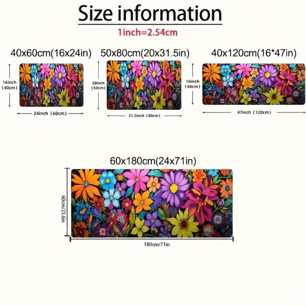 Kitchen Mat Floral Design – Soft Non-Slip Rectangular Rug, Machine Washable 100% Polyester Floor Mat for Kitchen, Bathroom, Laundry Room, Living Room & Bedroom