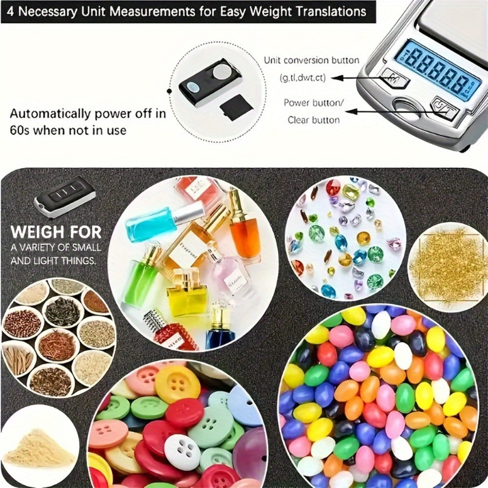 Mini Digital Pocket Scale 0.01g Precision – Portable Keychain Scale with Backlit LCD for Jewelry, Herbs, Food & Kitchen Use – Compact Lightweight Gram Scale