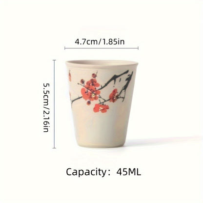 8pcs Chinese Ceramic Tea Cup & Saucer Set, Porcelain Kung Fu Tea Set for Tea Lovers, Wedding Favors, Cultural Gifts