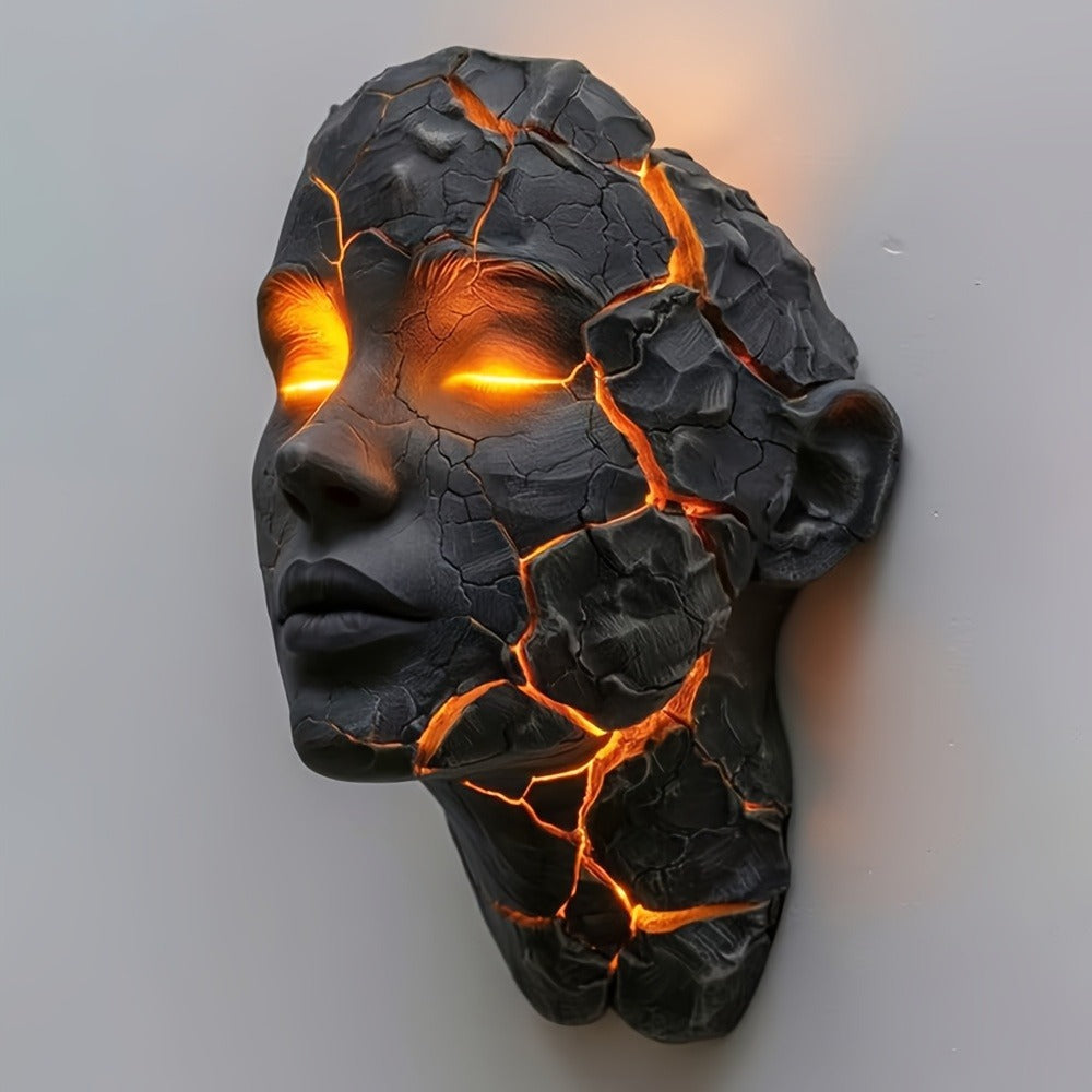 3D Wall Lamp Shattered LED Night Light Broken Face Moving Effect – Gothic Plug-In Wall Decor Light for Bedroom, Living Room, Bar, Cafe & Game Room, Unique Home Lighting Gift