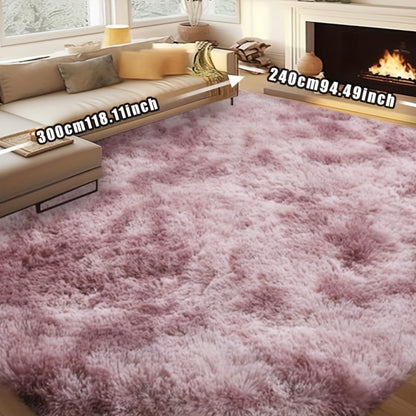 Fluffy Rug Plush Soft Indoor Carpet Non-Slip for Living Room Bedroom Hallway Runner Nursery Kids Play Area — Tie Dye & Solid Colors Multiple Sizes