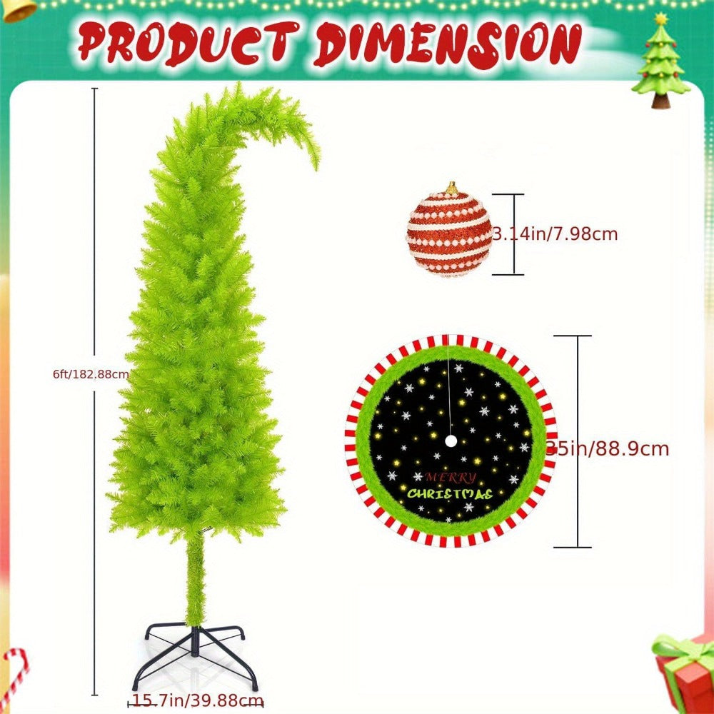 6FT Artificial Christmas Tree with Skirt, Balls & Stand – Flexible Full Christmas Tree Set with Unique Decorations for Home, Office & Party – Festive Holiday Decor, Green