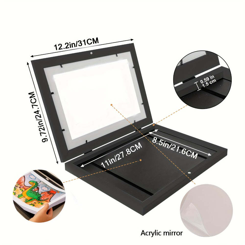 Kids Art Frame Changeable Front-Opening Display – Children Artwork Picture Frame for 8.5x11 & 10x12.5 Drawings, Paintings & School Projects, Perfect Christmas & Holiday Gift, White / Wood / Black, 2/4/8 Pack