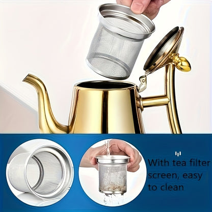 Stainless Steel Tea Kettle with Filter – Tea Pot Coffee Pot Cold Water Pitcher for Home Hotel Restaurant, Induction Cooker Compatible, Thickened
