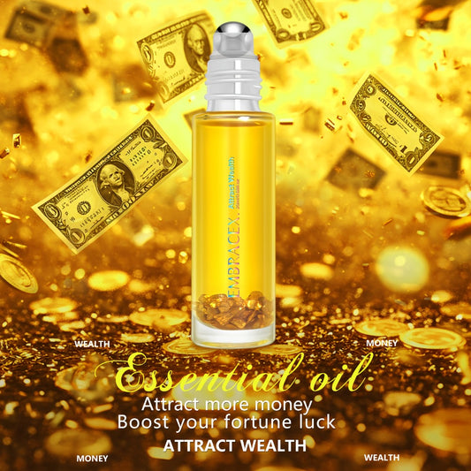 Roll On Essential Oil Attract Wealth & Money Luck 0.68oz Alcohol-Free Aromatherapy Roller Blend – Use with Diffuser Scented Candles or Directly on Skin – Manifestation Oil Perfect Holiday Gift
