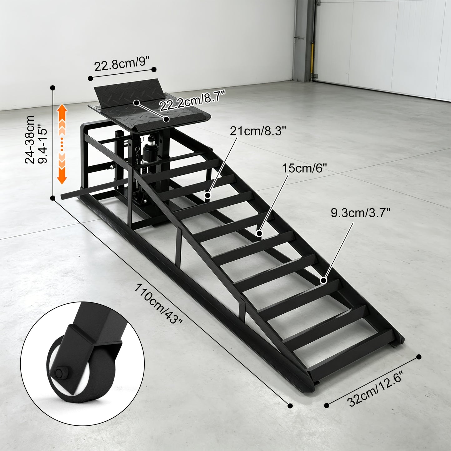 Hydraulic Car Ramps 2-Pack 5T 11050 Lbs High Lift Vehicle Wheel Ramps for Oil Change Tire Service with Supporting Crane Foot Pedal Portable DIY Auto Shop Truck SUV