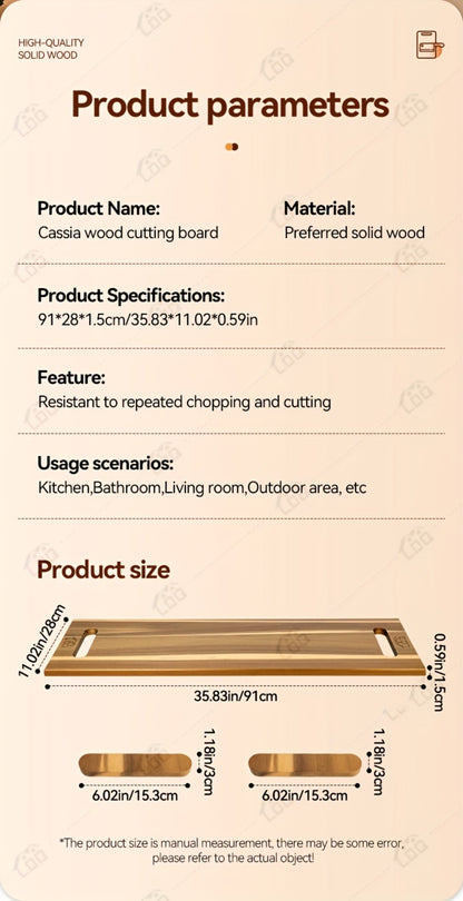 Charcuterie Board Extra Large 36x12 Inch Acacia Wood Cutting Board with Handles 3FT Rectangular Cheese Serving Platter Oversized Grazing Board for Meat Appetizers Party Entertaining Housewarming BBQ Gift
