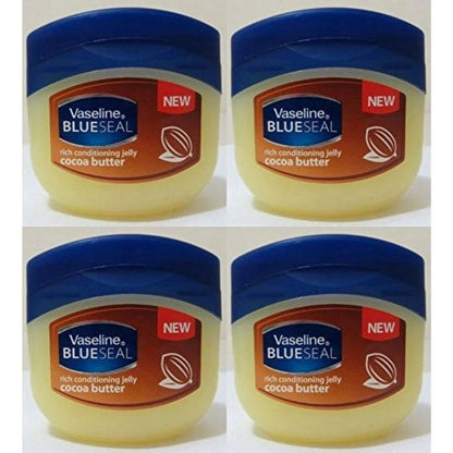 Petroleum Jelly Cocoa Butter 4-Pack 100ml Each – Deep Moisturizing Body Skin Care Healing Balm for Dry Skin Lips Hands – Multi-Purpose Skin Protectant