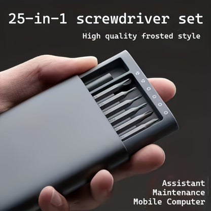 Precision Screwdriver Set 25PCS – Flat Head & Phillips Bits | Ergonomic Grip | All-in-One Kit for Electronics, Smartphones, Watches, Glasses & Jewelry Repair | Compact & Portable | Black