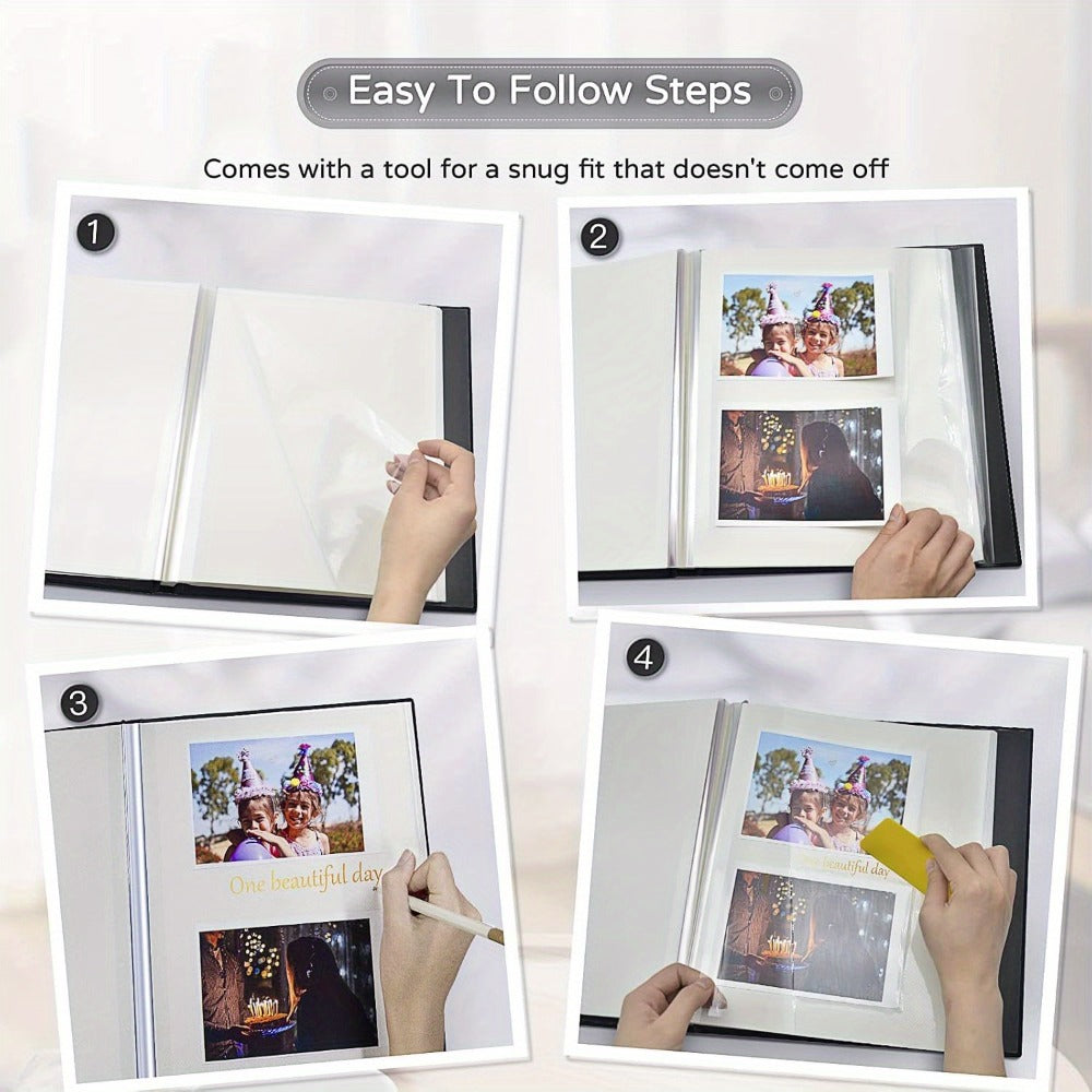 Self Adhesive Photo Album Scrapbook – Large Linen Cover Memory Book for 4x6 5x7 8x10 Photos, DIY Picture Book with Metal Pen, Gift for Mom, Baby, Wedding, Valentine's Day & Mother's Day, 40 & 60 Pages