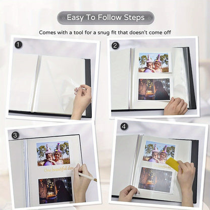 Self Adhesive Photo Album Scrapbook – Large Linen Cover Memory Book for 4x6 5x7 8x10 Photos, DIY Picture Book with Metal Pen, Gift for Mom, Baby, Wedding, Valentine's Day & Mother's Day, 40 & 60 Pages