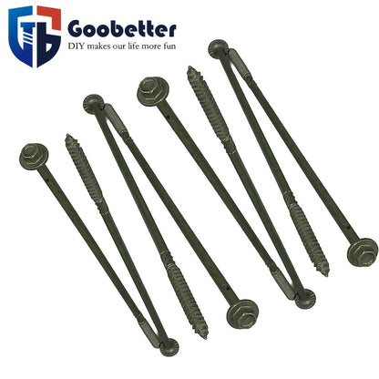 50pcs Heavy Duty Green Structural Wood Screws 14x10 Inch Carbon Steel Hex Head Partially Threaded Rust Resistant Exterior Timber Screws with Hex Socket for Deck Log Cabin Framing