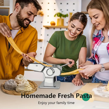 Pasta Maker Machine Manual 9 Adjustable Thickness Settings Stainless Steel Pasta & Noodle Cutter for Spaghetti Fettuccine Lasagna Dumpling Wrappers - Durable Hand Crank Kitchen Tool for Homemade Pasta