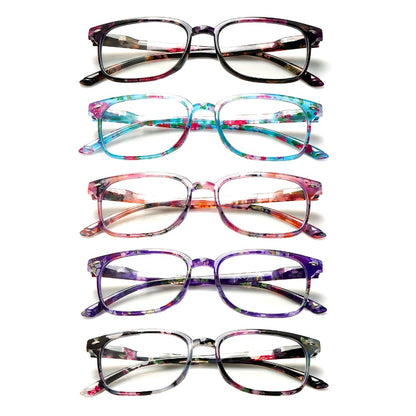 Blue Light Blocking Reading Glasses for Women 5-Pack – Stylish Computer Readers with Spring Hinges, Anti-Blue Light Lenses, Multiple Strengths 1.0–4.0x, Multicolor