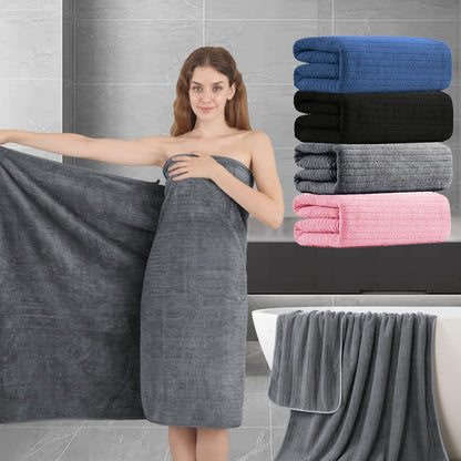 Extra Large Bath Sheet Set 4 Pack 35x70 Inch - Ultra Soft Fluffy Premium Microfiber Highly Absorbent Quick Dry Oversized Shower Towel | Grey Navy Blue Pink Black Multi | Bathroom Hotel Spa Gift