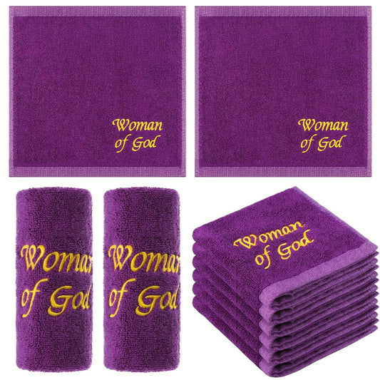 Church Handkerchiefs 6 Pack Pastor Towels Clergy Hand Towels Woman of God Woven Oblong Wash Cloths Religious Gift for Men Women Purple Solid Pattern