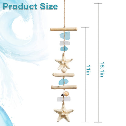 Starfish Wooden Bead Necklace & Coastal Pendant Set – Beach Jewelry, Nautical Starfish Charm, Driftwood Hanging String Decor for Women, Girls & Home Beach Theme