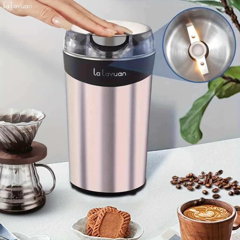 Electric Coffee Grinder with Stainless Steel Blade | 10-Second Fast Grinding | One-Button Control Spice Nut Bean Mill | Dry Food Processor for Coffee Beans Spices Grains Nuts