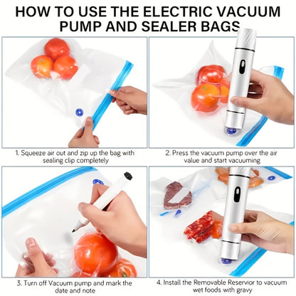 Handheld Vacuum Sealer Machine for Food Storage Portable Food Vacuum Preservation Device with 15 or 30 Vacuum Bags – Powerful Compact Vacuum Sealing Machine for Freshness