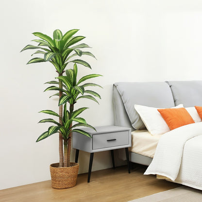 Artificial Dracaena Tree in Pot - Realistic Faux Tropical Floor Plant for Indoor & Outdoor Decor, Easy Assembly, All-Season Home Office Living Room Porch Decoration, Housewarming Gift, 4ft 5ft 6ft