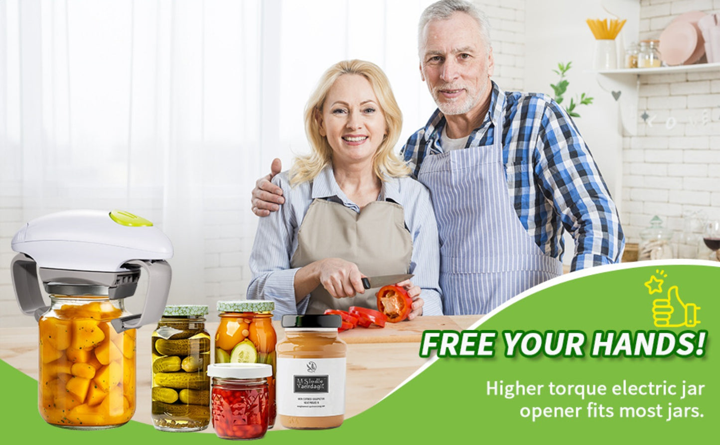 Electric Jar Opener One Touch Automatic – High Torque Battery Operated Jar Lid Opener for Seniors, Arthritis, Weak Hands, Women & Chefs | Hands-Free Kitchen Gadget Gift