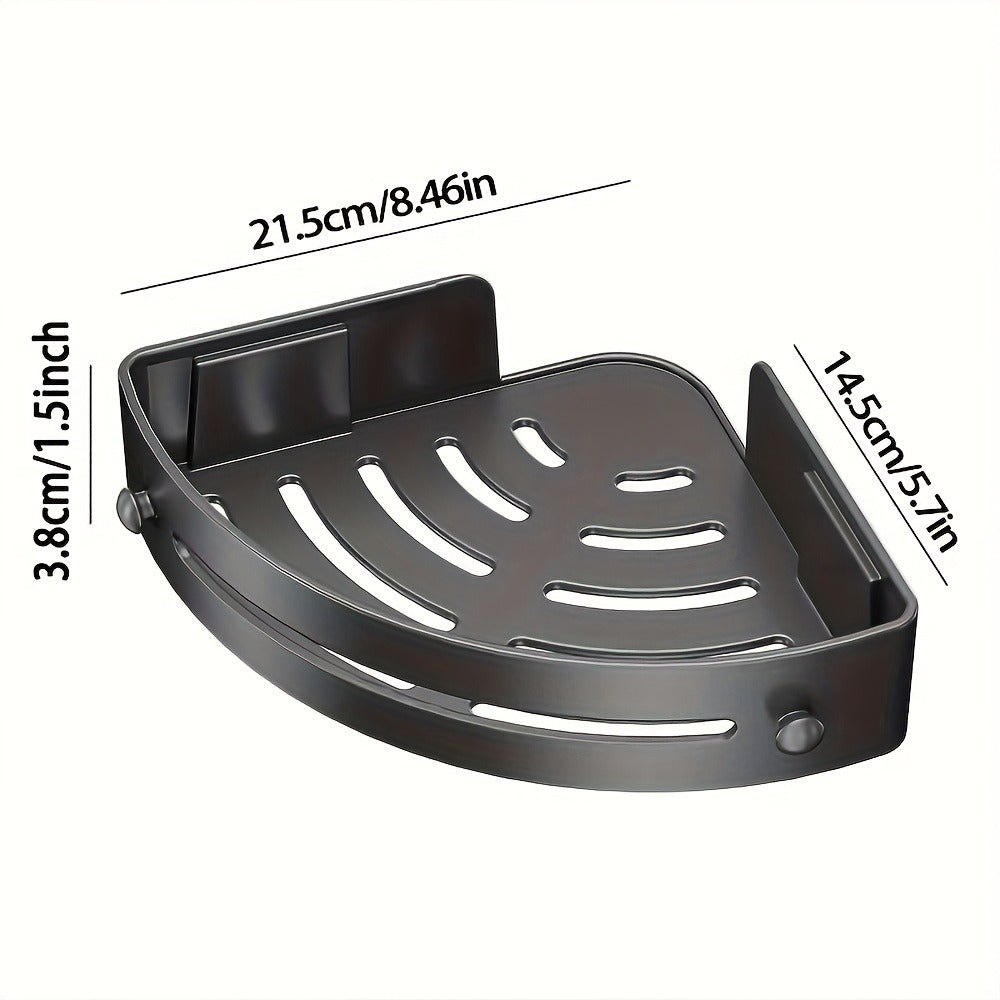 Corner Shower Shelf 2-Layer Nail-Free Bathroom Caddy – No Drill Plastic Shampoo Holder & Organizer for Shower, Bathtub & Bathroom Wall | Drainage Design, Strong Load-Bearing