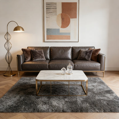 Round Faux Fur Area Rug - Soft Plush Circle Carpet for Living Room Bedroom, Machine Washable, Multiple Colors & Sizes