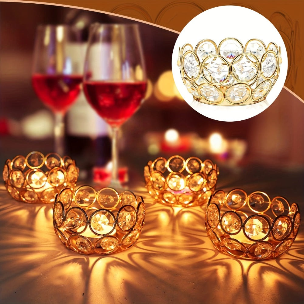 Tea Light Candle Holders Set of 20 – Crystal Bowl Votive Holders for Wedding Centerpiece, Dining Table, Home Decor & Party – Gold & Silver Glass Tealight Cups