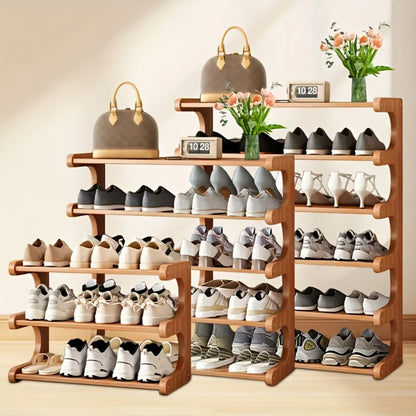 3/5/6-Tier Shoe Rack, Wood Grain Finish, Multi-Layer Freestanding Shoe Storage Organizer for Entryway, Hallway & Dorm Room, Easy Assembly, Space-Saving Design, Brown