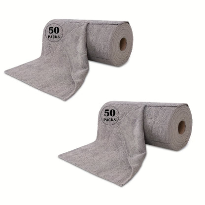 Microfiber Cleaning Cloths Reusable Paper Towel Roll Replacement – Washable Absorbent Tear-Away Dishcloths for Kitchen, Bathroom & Car | Eco-Friendly Rags 50 or 100 Pack, 12x12 Inch