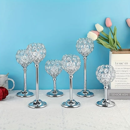 Crystal Candelabra Centerpiece – Gold & Silver Taper Candle Holders for Wedding, Anniversary, Candlelit Dinner, Birthday & Party Table Decor, Home & Hotel Decoration, 3-Pack & 6-Pack (Candles Not Included)